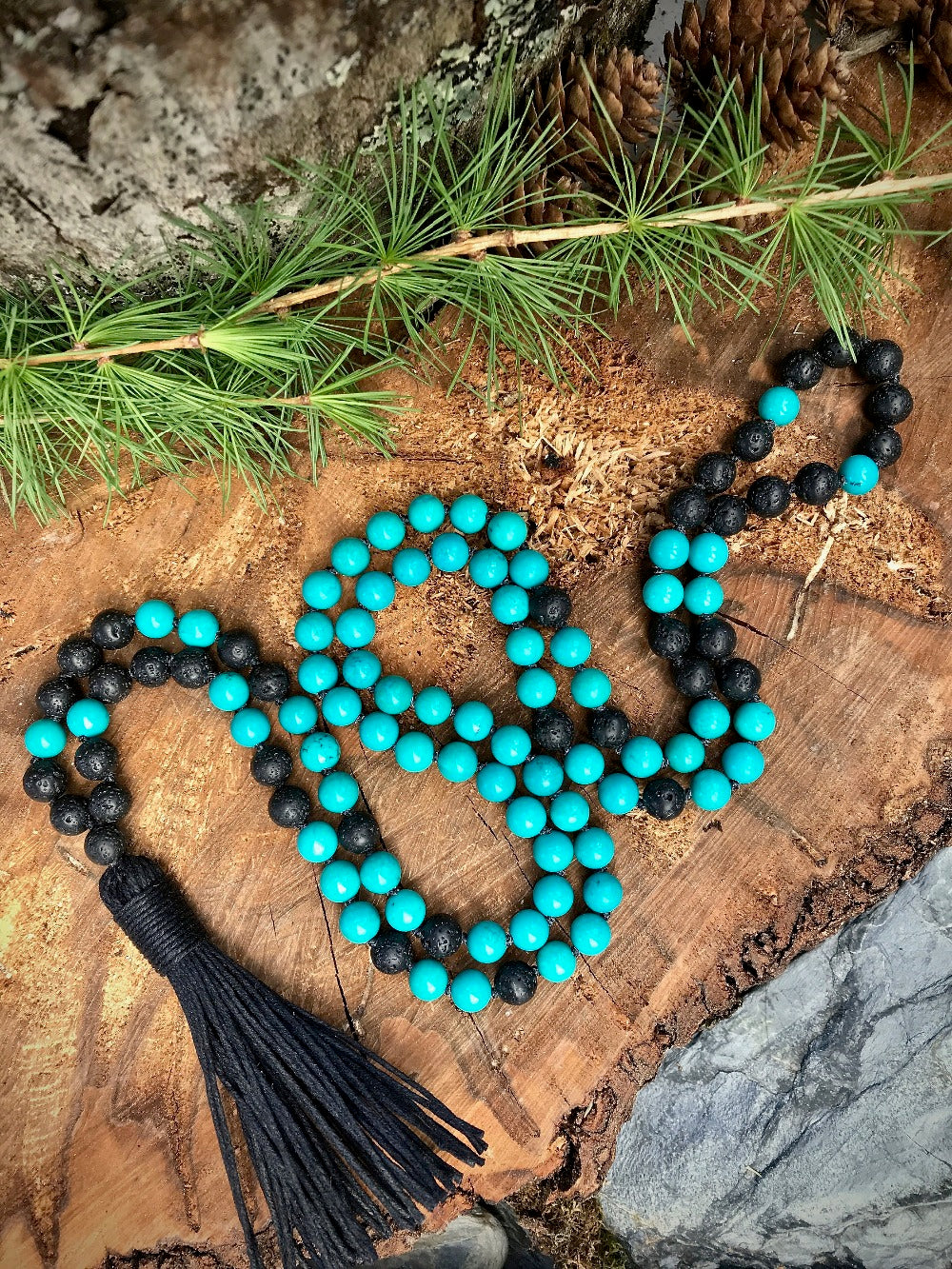 8MM Turquoises mala necklace 108 Mala beads 8MM Lava stone necklace Hand Knotted Necklaces Tassel Necklaces Prayer Bracelet Yoga