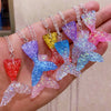 8Pcs Set Colourful Gradient Mermaid Tail And 8 Color Shimmery Fish Scale Charm Necklace Choker For Women Girls Jewelry