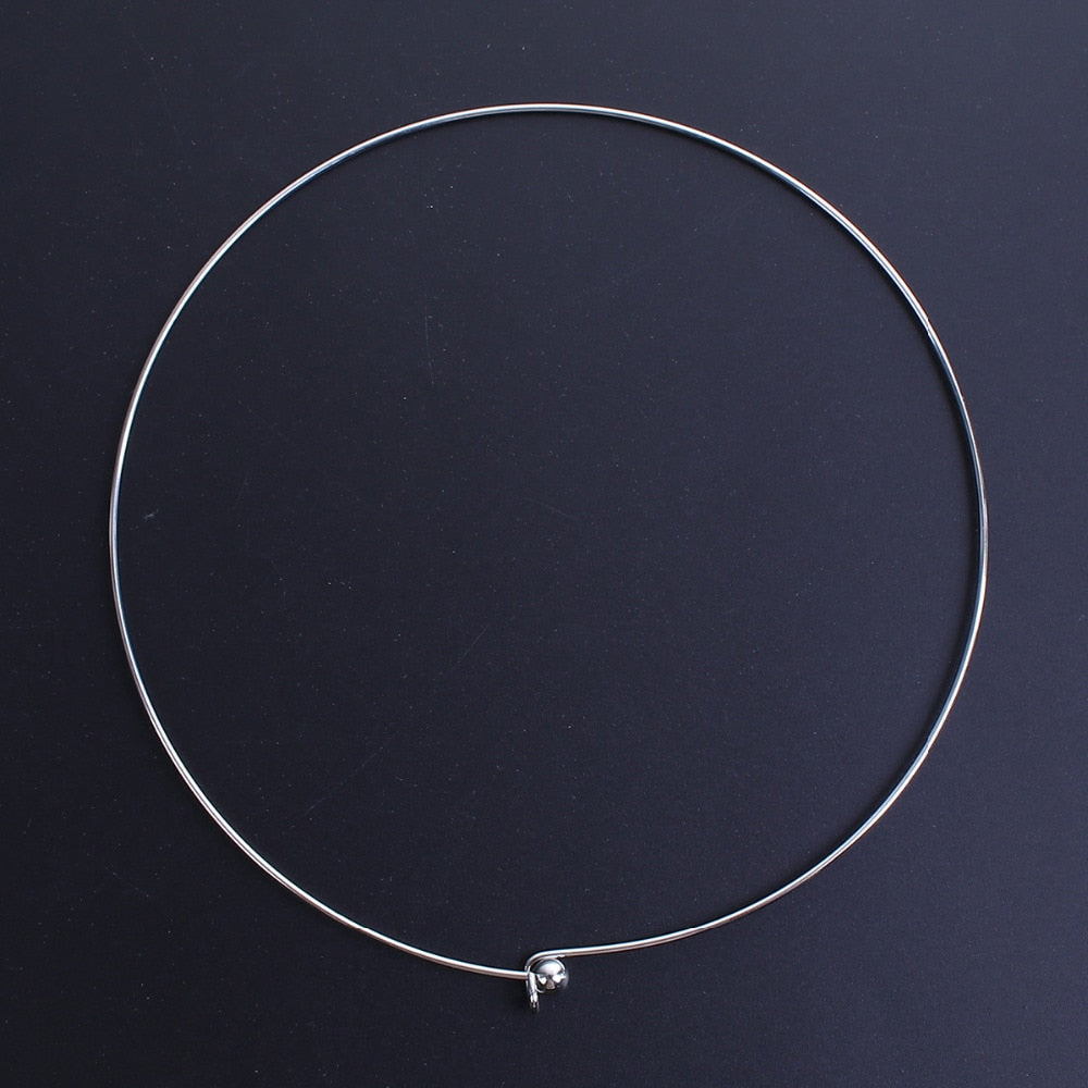 8Seasons 304 Stainless Steel Collar Choker Necklace Gold/Silver Color Round With Removable Ball End Cap Handmade DIY Jewelry,1PC