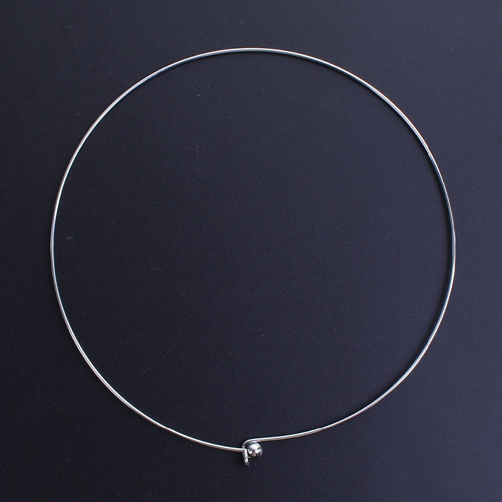 8Seasons 304 Stainless Steel Collar Choker Necklace Gold/Silver Color Round With Removable Ball End Cap Handmade DIY Jewelry,1PC