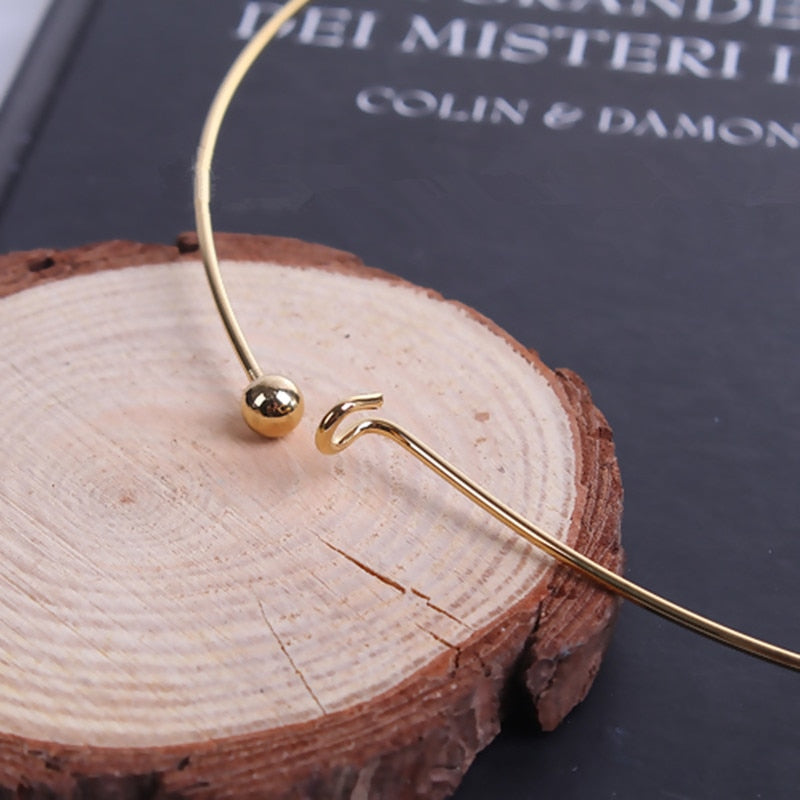 8Seasons 304 Stainless Steel Collar Choker Necklace Gold/Silver Color Round With Removable Ball End Cap Handmade DIY Jewelry,1PC