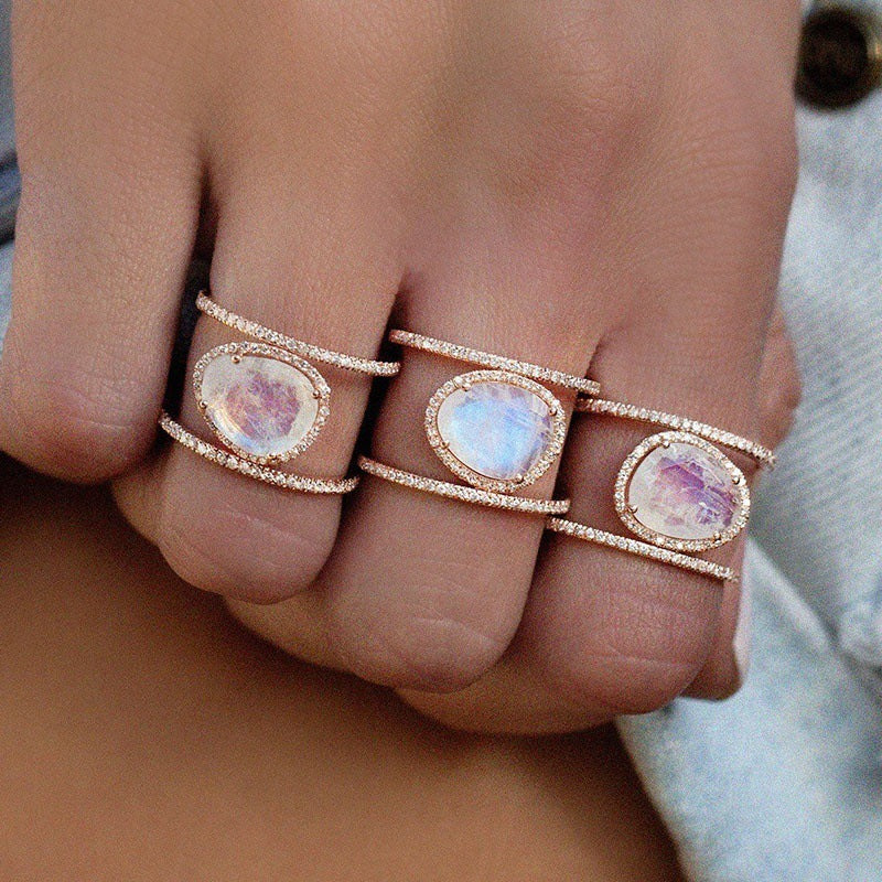 New Trendy Rings Rose Gold Silver Color Rings Irregular Water Drop Rhinestone Color At Random Romantic For Women,1 PC