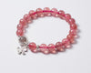 8mm 100% real. 925 Sterling silver Fine Jewelry Natural Strawberry Quartz Stone& Moonstone with Flower Charms Bracelet GTLS601