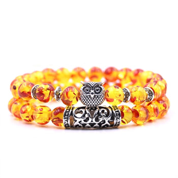 8mm 16 Colors 2Pcs/set Owl Lava Stone Bracelet Set Tiger Eyes Stone Bracelet Homme Couple Charms Friends Bracelets & Bangles