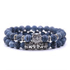 8mm 16 Colors 2Pcs/set Owl Lava Stone Bracelet Set Tiger Eyes Stone Bracelet Homme Couple Charms Friends Bracelets & Bangles