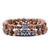 8mm 16 Colors 2Pcs/set Owl Lava Stone Bracelet Set Tiger Eyes Stone Bracelet Homme Couple Charms Friends Bracelets & Bangles