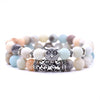 8mm 16 Colors 2Pcs/set Owl Lava Stone Bracelet Set Tiger Eyes Stone Bracelet Homme Couple Charms Friends Bracelets & Bangles