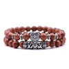 8mm 16 Colors 2Pcs/set Owl Lava Stone Bracelet Set Tiger Eyes Stone Bracelet Homme Couple Charms Friends Bracelets & Bangles