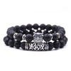8mm 16 Colors 2Pcs/set Owl Lava Stone Bracelet Set Tiger Eyes Stone Bracelet Homme Couple Charms Friends Bracelets & Bangles