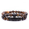 8mm 2 piece/set Rock Skull Bracelet Homme Tiger Eye Best Friend Bracelet Set Charms Hop Lava Stone Bracelet Men