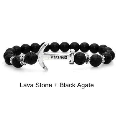 8mm Anker Anchor Bracelet Natural Amethyst Bracelets For Women Femme Lava Stone Bracelet Stone Pierre Naturelle