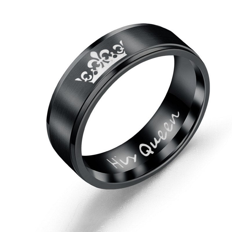 8mm His Queen Crown Ring for Women Black Her King Crown for Men Silver Stainless Steel Couple Rings Wedding jewelry DH-047