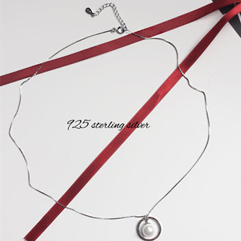 8mm Long Beads Necklace Women Pearl Necklace Silver Chain Simple Round Silver Necklace Femme Jewelry