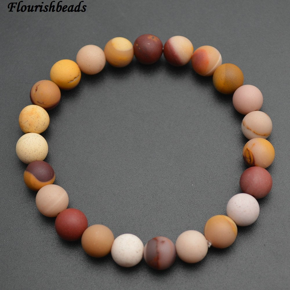 8mm Matte Natural Mookaite Yellow Stone Round Beads Elastic Line Bracelets Fashion Woman Jewelry