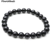 8mm Natural Black Onyx Agate Smooth Stone Round Beads Elastic Line Bracelets Fashion Woman Jewelry