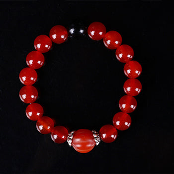 8mm Natural Red Agate Bracelet Femme Natural Stone Red Beads Bracelet Flame Pattern Mens Bracelets For Women