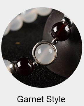 8mm Natural White Agate Bracelet Aquamarine 925 Silver Crystals Bracelet Strawberry Stone Bracelets For Women Bayan Bileklik