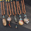 8mm Rudraksha Bead Necklace Handmade Nepal Tibetan Buddhism Yoga Healing Mala Necklace Elephant Dzi Eye Pendant Necklace Jewelry