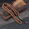 8mm Rudraksha Bead Necklace Handmade Nepal Tibetan Buddhism Yoga Healing Mala Necklace Elephant Dzi Eye Pendant Necklace Jewelry