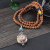 8mm Rudraksha Bead Necklace Handmade Nepal Tibetan Buddhism Yoga Healing Mala Necklace Elephant Dzi Eye Pendant Necklace Jewelry