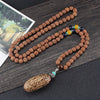 8mm Rudraksha Bead Necklace Handmade Nepal Tibetan Buddhism Yoga Healing Mala Necklace Elephant Dzi Eye Pendant Necklace Jewelry