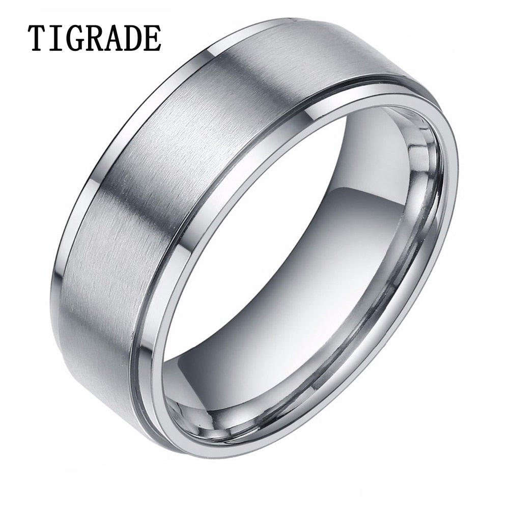 8mm Silver Tungsten Carbide Ring Men High Polished Edges Brushed Wedding Band Male Engagement Rings For Women Fashion Jewelry