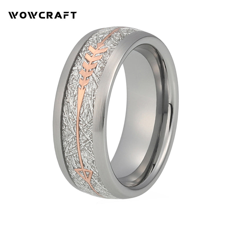 8mm Silver Tungsten Wedding Bands Ring for Womens Mens Tungsten Meteorite and Rose Gold Arrow Inl Engagement Ring New Arrivals