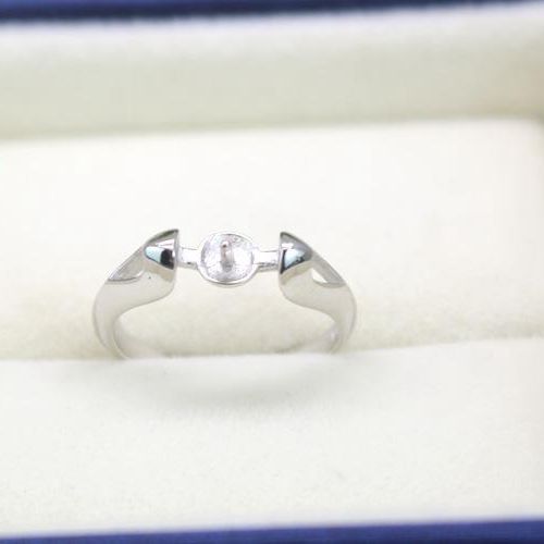 8x8mm Pearl Cabochon Semi Mount Engagement Wedding Women Ring Sterling Silver 925 Wholesale Adjustable Open