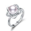9-10mm Button AAA 925 silver adjustable real natural cultured pearl ring design