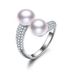 9-10mm button AAA 925 silver adjustable real nutural cultured pearl ring design