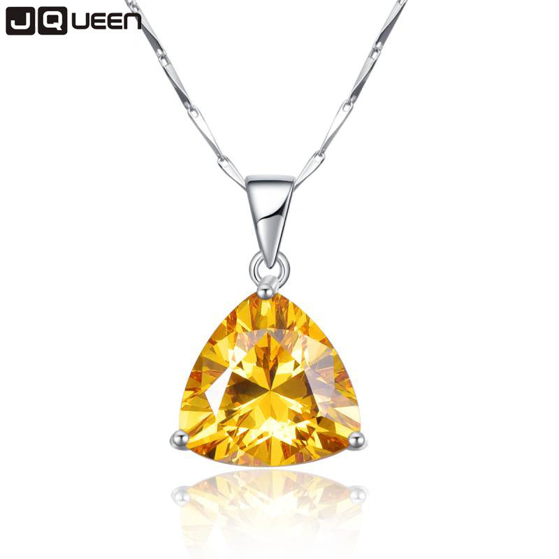 9.35Ct citrine pendant necklace 925 sterling silver chain Geometric Triangle Necklaces&Pendants Jewelry Collar Colar de Plata