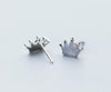 9.5mm*7mm 1pair 100% Real. 925 Sterling Silver Fine Jewelry Black Enamel Crown Princess Stud Earrings gtle2095