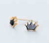 9.5mm*7mm 1pair 100% Real. 925 Sterling Silver Fine Jewelry Black Enamel Crown Princess Stud Earrings gtle2095