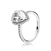 9 Style Silver Ring Charms Hollow Love Heart Big Crystal Rings For Women Jewelry
