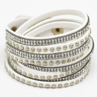 9 colors Eb Hot Slake Deluxe Bracelet Rivet Multi-layer Wrap Austrian Crystal Leather Bracelet Bangles For Women