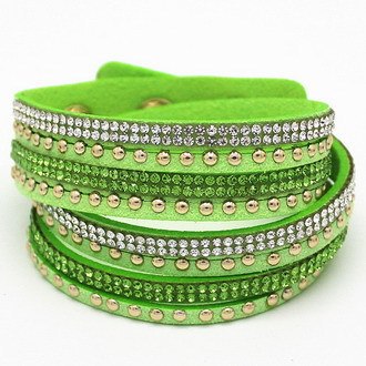 9 colors Eb Hot Slake Deluxe Bracelet Rivet Multi-layer Wrap Austrian Crystal Leather Bracelet Bangles For Women