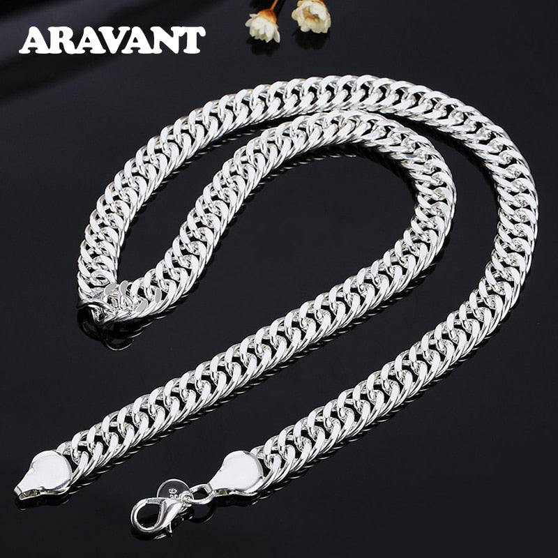 925 Silver 10MM 20/24 Inches Necklaces Chain For Men Silver Necklace Jewelry