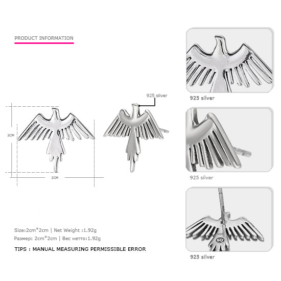 925 Silver Animal Stud Earrings Bird Trendy Simple Party Earrings For Women Temperament The New Best Gift You Me