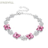 925 Silver Bracelet for Woman Element pink Crystal Butterfly Modeling hand jewelry