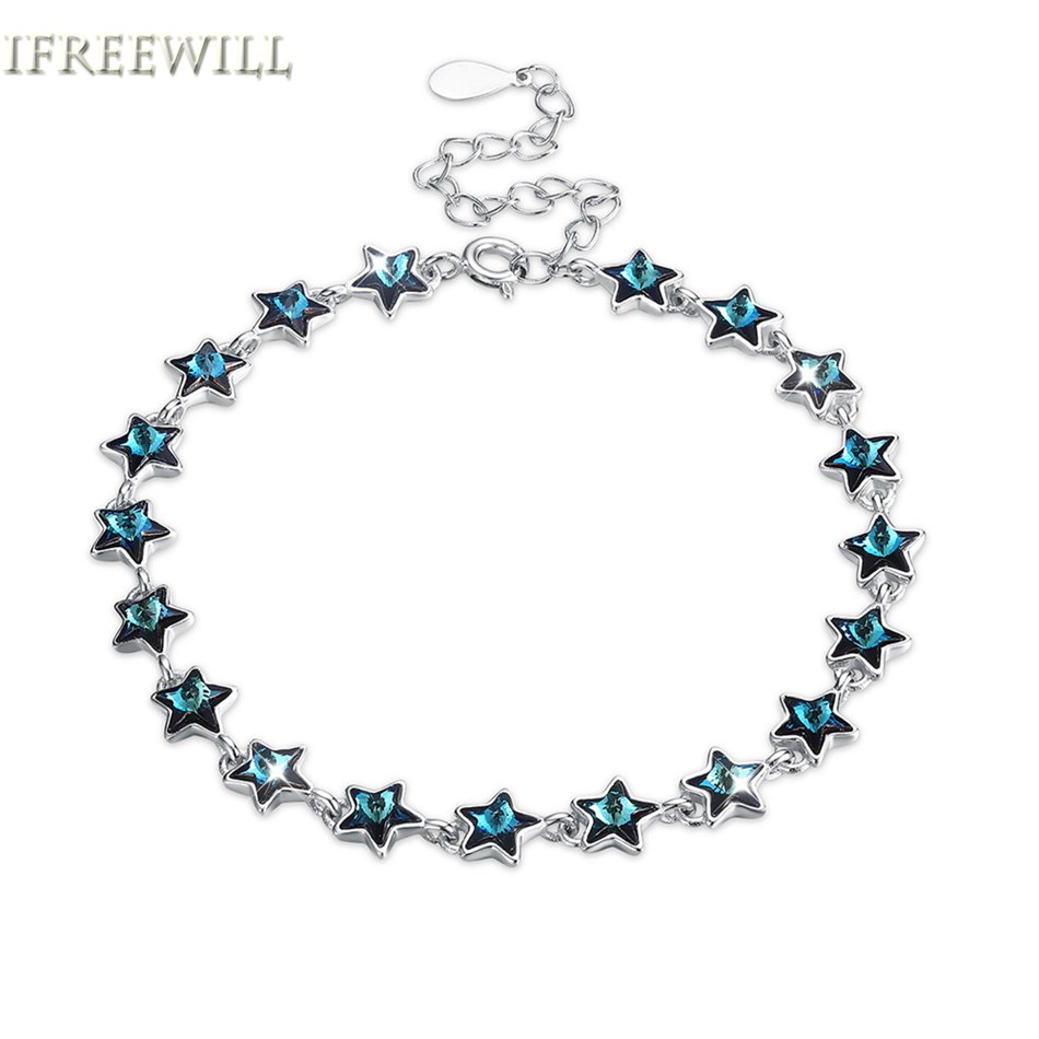 925 Silver Bracelet for woman classic Stars Crystal hand jewelry