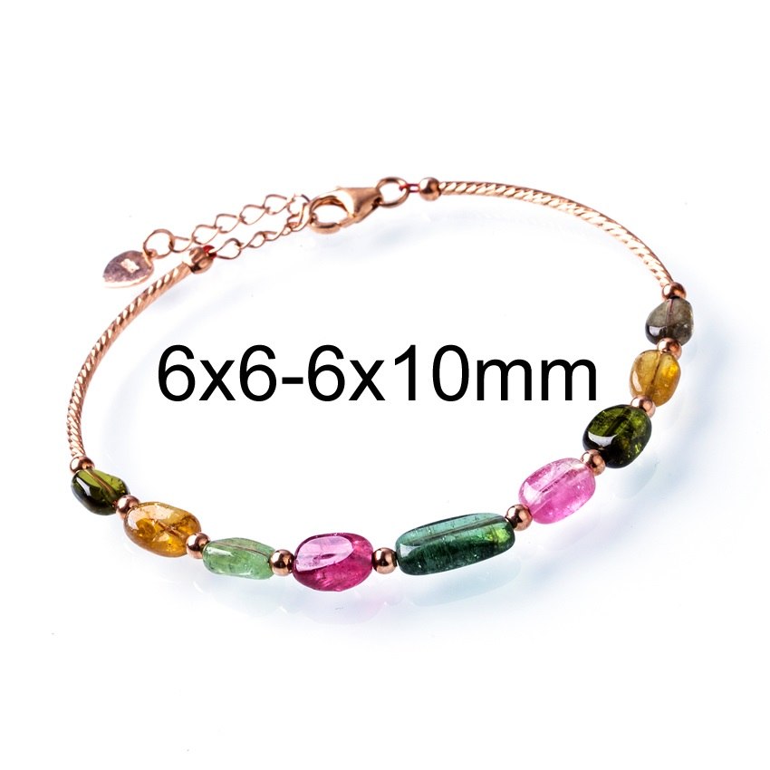 925 Silver Bracelets Tourmaline Bangles Brackets 17-19cm Adjustable Chains Natural Stone Fine Bracelet For Women Girls