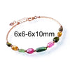 925 Silver Bracelets Tourmaline Bangles Brackets 17-19cm Adjustable Chains Natural Stone Fine Bracelet For Women Girls