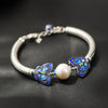 925 Silver Butterfly Bracelet hand-woven Natural Pearl Bracelet Filigree Butterfly Bead Jewelry