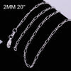 925 Silver Colour 2mm Chain Necklace For Women 16/18/20/22/24/26/28/30 Inch Jewelry Accessories  GaaBou