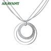 925 Silver Double Round Circle Multilayers Necklace For Women Silver Necklaces Jewelry