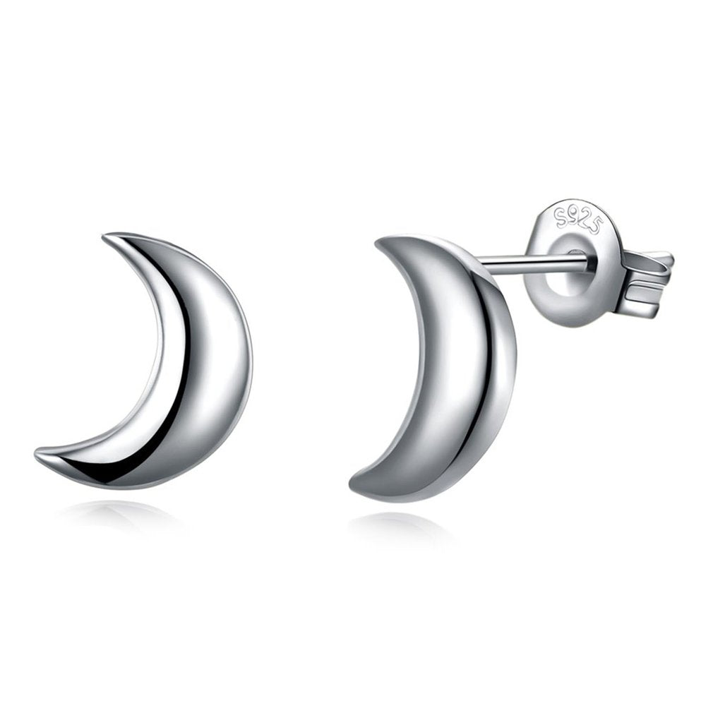 925 Silver Half Moon Shape Women Earrings Lady Ear Stud Ear-Ring Party Wedding Ear Decorative Ornament Valentine's D Gift