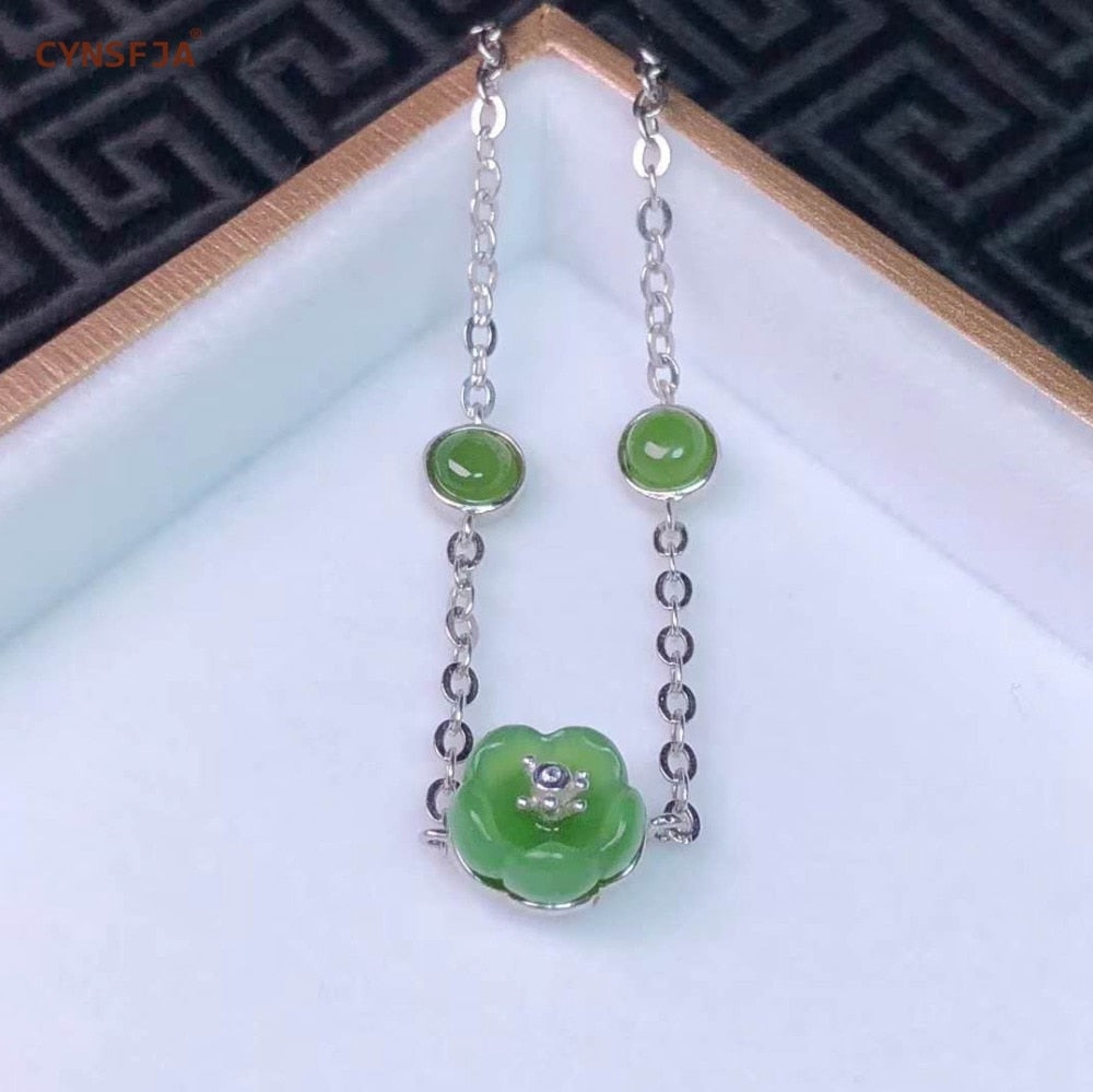 925 Silver Inlaid Russian Jasper Bracelets Certified Natural Hetian Jasper Lucky Jade Bracelets High Quality Birthd Gifts