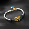 925 Silver Jewelry Bracelet National Wind Inlaid Natrual Amber Small Beads Roasted Blue Handmade Design Bracelet Wholesale