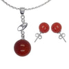 925 Silver Jewelry Sets 100% Real 925 Sterling Silver Jewelry With 10mm Red Agate Bead Stone