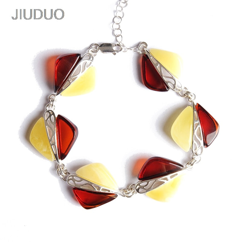 925 Silver Natural Amber Bracelet Golden Perot Blood Perfume Wax Handle Retro Jewelry About 25g design factory direct special